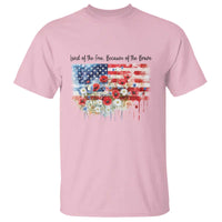 Funny 4th Of July Land Of The Free Because Of The Brave T Shirt American Flag Flowers - Wonder Print Shop