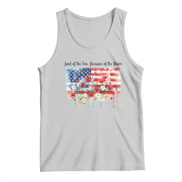 Funny 4th Of July Land Of The Free Because Of The Brave Tank Top American Flag Flowers - Wonder Print Shop