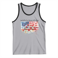 Funny 4th Of July Land Of The Free Because Of The Brave Tank Top American Flag Flowers - Wonder Print Shop