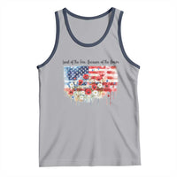 Funny 4th Of July Land Of The Free Because Of The Brave Tank Top American Flag Flowers - Wonder Print Shop