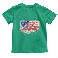 Funny 4th Of July Land Of The Free Because Of The Brave Toddler T Shirt American Flag Flowers - Wonder Print Shop