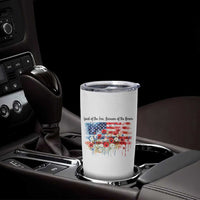 Funny 4th Of July Land Of The Free Because Of The Brave Tumbler Cup American Flag Flowers - Wonder Print Shop