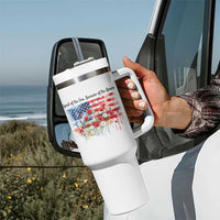 Funny 4th Of July Land Of The Free Because Of The Brave Tumbler With Handle American Flag Flowers - Wonder Print Shop