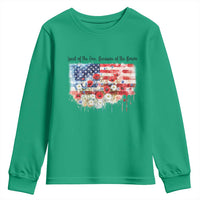 Funny 4th Of July Land Of The Free Because Of The Brave Youth Sweatshirt American Flag Flowers - Wonder Print Shop