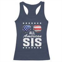Funny All American Sis 4th Of July Racerback Tank Top Family Matching Sunglasses - Wonder Print Shop