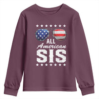 Funny All American Sis 4th Of July Youth Sweatshirt Family Matching Sunglasses - Wonder Print Shop