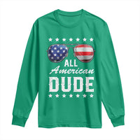 Funny All American Dude 4th Of July Long Sleeve Shirt Family Matching Sunglasses - Wonder Print Shop