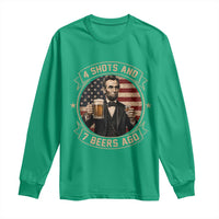 Abraham Lincoln 4 Shots and 7 Beers Ago Beer Drinking Long Sleeve Shirt