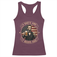 Abraham Lincoln 4 Shots and 7 Beers Ago Beer Drinking Racerback Tank Top
