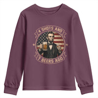 Abraham Lincoln 4 Shots and 7 Beers Ago Beer Drinking Youth Sweatshirt