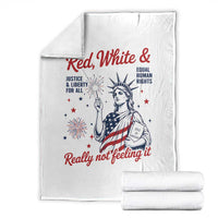 Red White and Not Really Feeling It Throw Blanket 4th of July Feminist Statue Of Liberty
