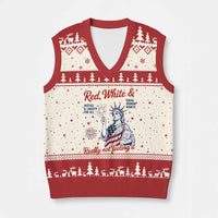 Red White and Not Really Feeling It V-Neck Knit Sweater Vest 4th of July Feminist Statue Of Liberty