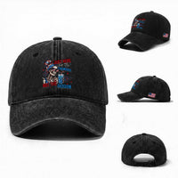 Just Here For The Fireworks Not The Fascism Washed Cotton Baseball Cap Funny Skeleton 4th of July