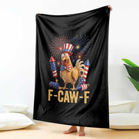 F Caw F 4th of July Throw Blanket Funny Rooster Meme American Flag Fireworks