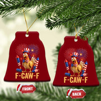 F Caw F 4th of July Ceramic Ornament Funny Rooster Meme American Flag Fireworks
