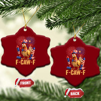 F Caw F 4th of July Ceramic Ornament Funny Rooster Meme American Flag Fireworks
