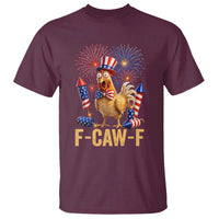F Caw F 4th of July T Shirt Funny Rooster Meme American Flag Fireworks