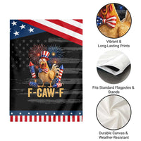 F Caw F 4th of July Patriotic Garden Flag Funny Rooster Meme American Flag Fireworks