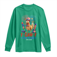 F Caw F 250 Years 1776 2026 Long Sleeve Shirt Funny Patriotic Rooster Meme Fireworks