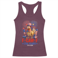 F Caw F 250 Years 1776 2026 Racerback Tank Top Funny Patriotic Rooster Meme Fireworks