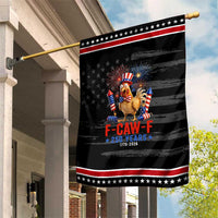 F Caw F 250 Years 1776 2026 Patriotic Garden Flag Funny Rooster Meme Fireworks