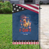 F Caw F 250 Years 1776 2026 Patriotic Garden Flag Funny Rooster Meme Fireworks