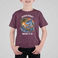 Funny Shark Guess What Week It Is T Shirt For Kid Shark Awareness Summer Vacation