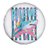 Funny Bite Me Shark Lover Spare Tire Cover Summer Beach Nautical Stripes Glitter Print