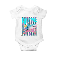 Funny Bite Me Shark Lover Baby Onesie Summer Beach Nautical Stripes Glitter Print