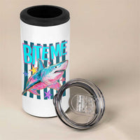 Funny Bite Me Shark Lover 4 in 1 Can Cooler Tumbler Summer Beach Nautical Stripes Glitter Print