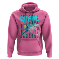 Funny Bite Me Shark Lover Hoodie Summer Beach Nautical Stripes Glitter Print