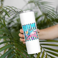 Funny Bite Me Shark Lover Skinny Tumbler Summer Beach Nautical Stripes Glitter Print
