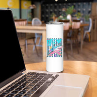 Funny Bite Me Shark Lover Skinny Tumbler Summer Beach Nautical Stripes Glitter Print