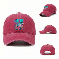 Funny Bite Me Shark Lover Washed Cotton Baseball Cap Summer Beach Nautical Stripes Glitter Print