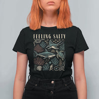 Feeling Salty Shark Lover Vintage Ocean Life T Shirt For Women