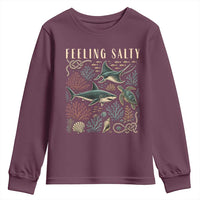 Feeling Salty Shark Lover Vintage Ocean Life Youth Sweatshirt