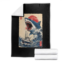Megalodon Shark Japanese Vintage Graphic Ukiyo e Art Throw Blanket
