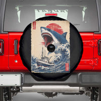 Megalodon Shark Japanese Vintage Graphic Ukiyo e Art Spare Tire Cover