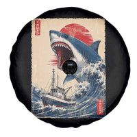 Megalodon Shark Japanese Vintage Graphic Ukiyo e Art Spare Tire Cover