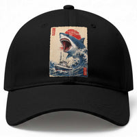 Megalodon Shark Japanese Vintage Graphic Ukiyo e Art Baseball Cap