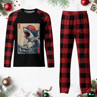 Megalodon Shark Japanese Vintage Graphic Ukiyo e Art Plaid Pajama Set