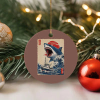 Megalodon Shark Japanese Vintage Graphic Ukiyo e Art Ceramic Ornament