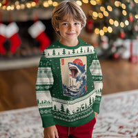 Megalodon Shark Japanese Vintage Graphic Ukiyo e Art Ugly Christmas Sweater