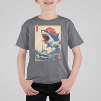 Megalodon Shark Japanese Vintage Graphic Ukiyo e Art T Shirt For Kid