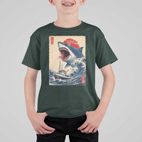 Megalodon Shark Japanese Vintage Graphic Ukiyo e Art T Shirt For Kid