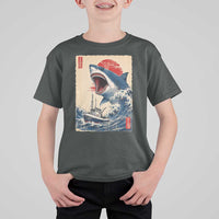 Megalodon Shark Japanese Vintage Graphic Ukiyo e Art T Shirt For Kid