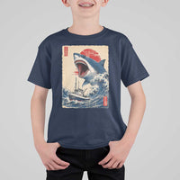 Megalodon Shark Japanese Vintage Graphic Ukiyo e Art T Shirt For Kid