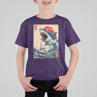 Megalodon Shark Japanese Vintage Graphic Ukiyo e Art T Shirt For Kid