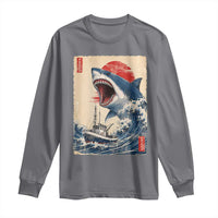 Megalodon Shark Japanese Vintage Graphic Ukiyo e Art Long Sleeve Shirt