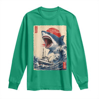Megalodon Shark Japanese Vintage Graphic Ukiyo e Art Long Sleeve Shirt